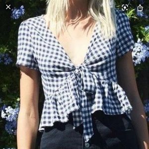 brandy melville cropped tie front top